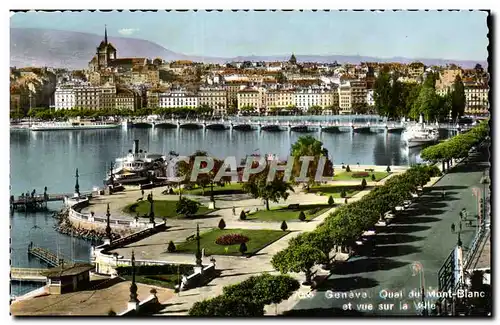 Suisse Geneve Moderne Karte Quai du Mont Blanc et vue sur la ville