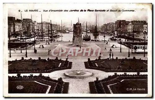 Le Havre Cartes postales Vue d&#39ensemble des jardins de la place Gambetta et place du commerce