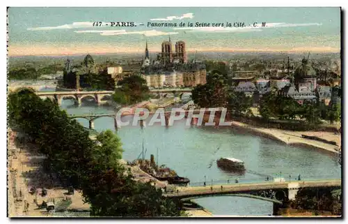 Paris Cartes postales Panorama de la Seine vers la cite