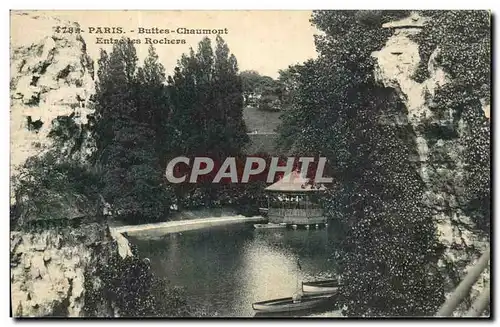 Paris Cartes postales Buttes Chaumont Entre les rochers