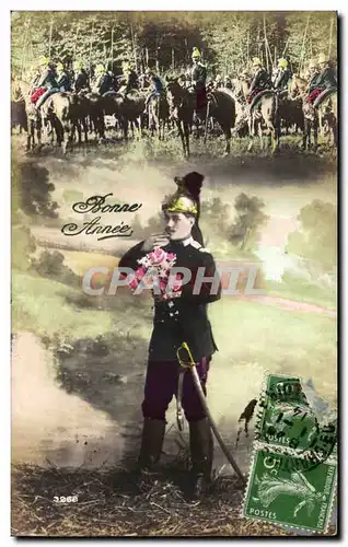 Cartes postales Fantaisie Homme Dragons (militaria uniformes)