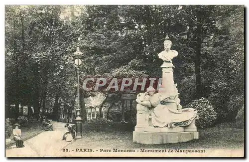 Paris Cartes postales Parc Monceau Monument de Monpassant