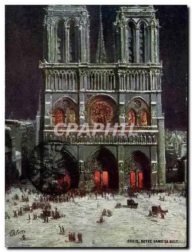 Paris Cartes postales Notre Dame la nuit