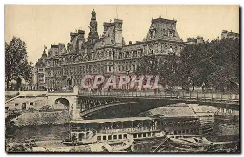 Paris Cartes postales Hotel de ville (peniche Belle jardiniere)