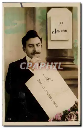 Cartes postales Fantaisie Homme 1er janvier