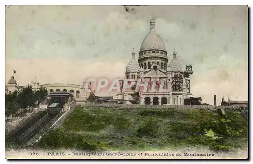 Paris Cartes postales Montmartre Basilique du Sacre Coeur et funiculaire de Montmartre