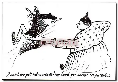 Moderne Karte Humour Dessin de Charles Mouly Quand le coup retentit il est trop tard pour serrer les fesses