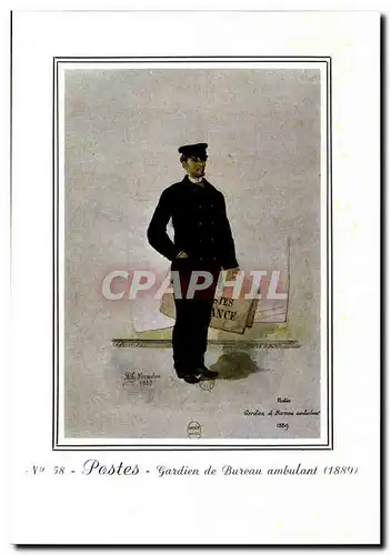 Moderne Karte Postes Gardien de bureau ambulant (1889)