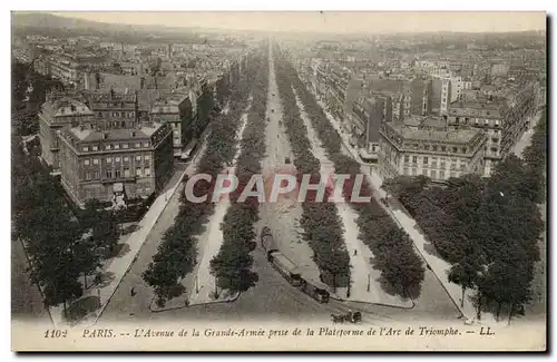 Paris Cartes postales L&#39avenue de la Grande Armee prise de la plateforme de l&#39arc de triomphe