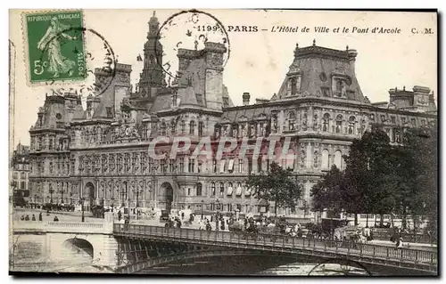 Paris Cartes postales Hotel de ville et le pont d&#39Arcole