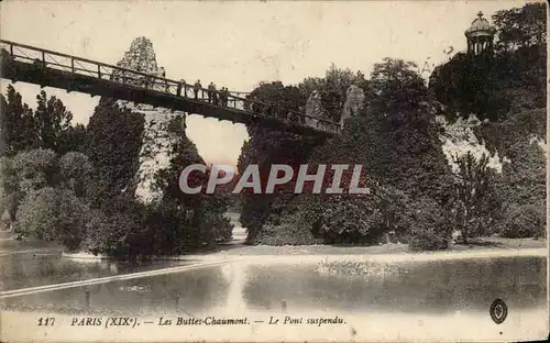 Paris Cartes postales Les Buttes chaumont Le pont suspendu