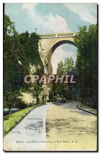 Paris Cartes postales Les Buttes Chaumont Le pont fatal