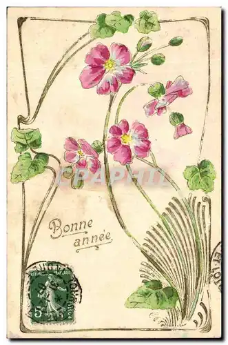 Cartes postales Fantaisie Fleurs Bonne annee