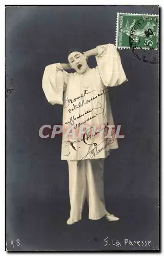 Cartes postales Fantaisie Homme La paresse Pierrot