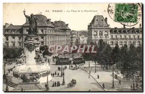 Paris Cartes postales La place de la Republique (lion)