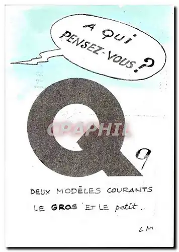 Moderne Karte lettre Q Deux modeles courants Le gros et le petit