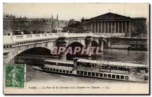 Paris Cartes postales Le pont de la Concorde et la chambre des deputes (Chocolat Menier Picon Dubonnet)