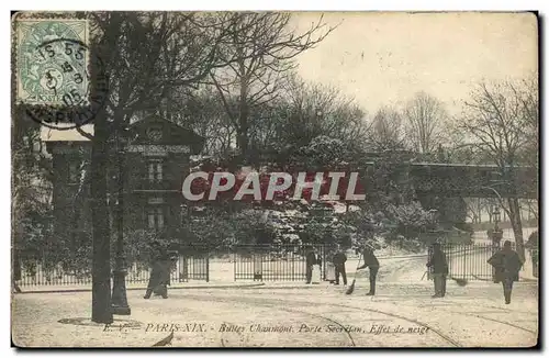 Paris Ansichtskarte AK Buttes Chaumont Porte SEcretan Effet de neige