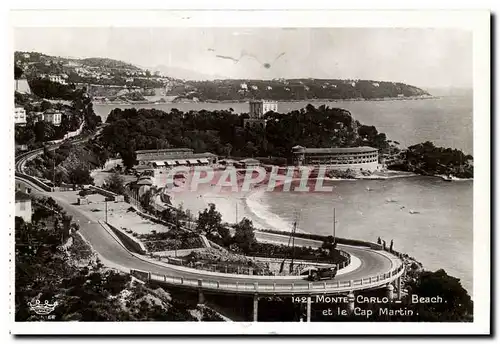 Monaco Monte CArlo Ansichtskarte AK Beach et le cap martin