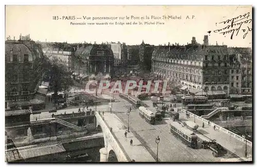 Paris Cartes postales Vue panoramique sur le pont et le place St Michel