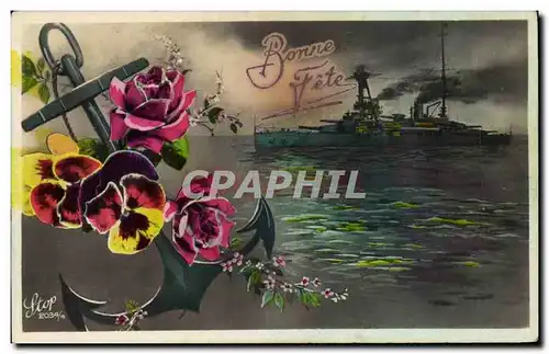 Cartes postales Fantaisie Bonne Fete Bateau Cuirasse