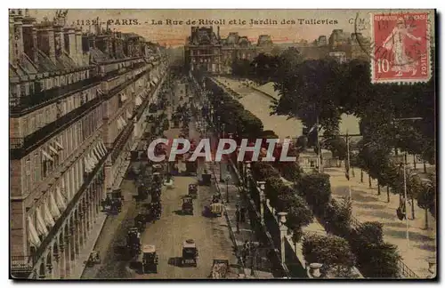 Paris Cartes postales La rue de Rivoli et la jardin des Tuileries