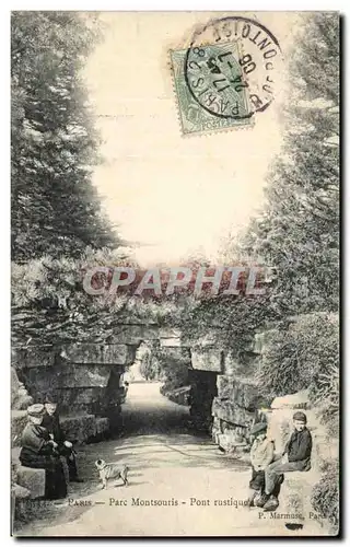 Paris - 14 - Parc Montsouris - Pont Rustique - chien - Cartes postales