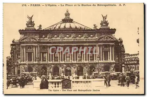 Paris - 9 - Opera La Place et La Station Metropolitain - Ansichtskarte AK