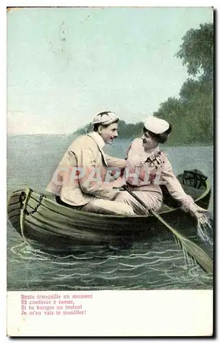 Fantaisie - Couple - Couple in a canoe - Ansichtskarte AK