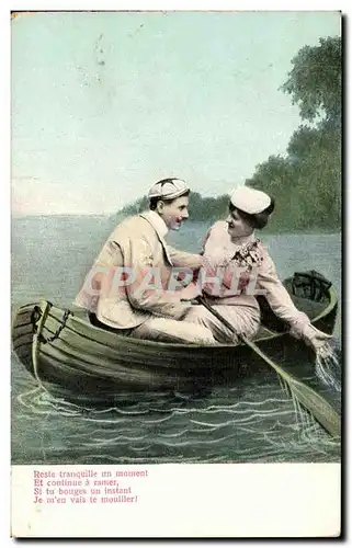 Fantaisie - Couple - Couple in a canoe - Cartes postales