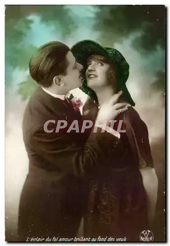 Fantaisie - Happy Couple about to kiss - Ansichtskarte AK