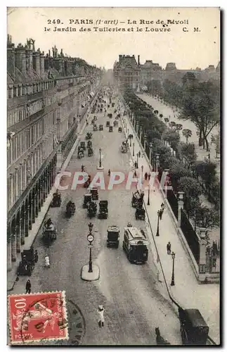 Paris - 1 - La Rue de Rivoli - Le Jardin des Tuileries et le Louvre - Ansichtskarte AK