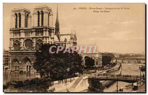 Paris - 4 - Notre Dame - Perspective sur la Seine - Ansichtskarte AK