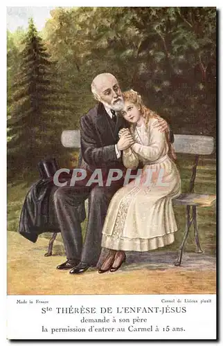 Cartes postales Fantaisie Ste Therese de l'enfant Jesus demande a son pere la permission d'entrer au Carme