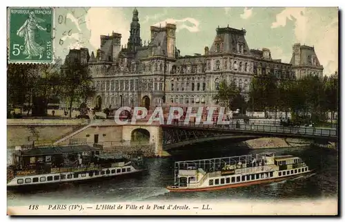 Paris Cartes postales L&#39hotel de ville et le pont d&#39arcole