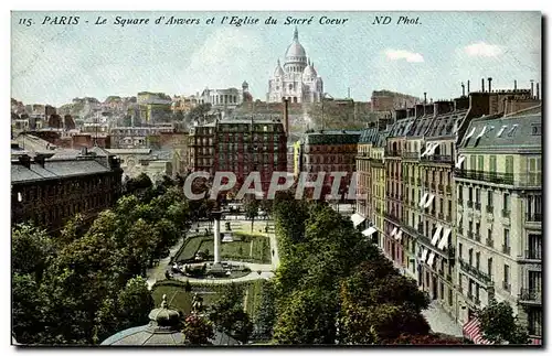 Paris Cartes postales Le square d&#39Anvers et l&#39eglise du sacre coeur