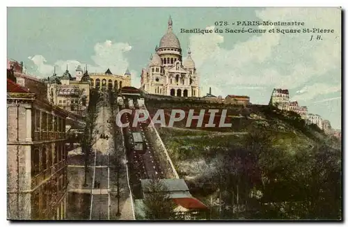 Paris Cartes postales Le Sacre Coeur Montmartre Basilique du Sacre Coeur et square St Pierre