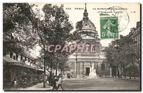 Paris Cartes postales La Sorbonne et la statue d&#39Auguste Comte