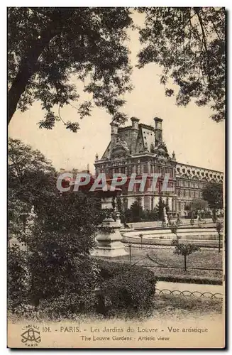 Paris Cartes postales Les jardins du Louvre Vue artistique