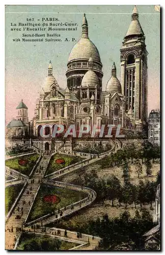 Paris Ansichtskarte AK La basilique du Sacre Coeur avec l&#39escalier monumental