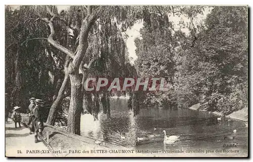 Cartes postales Paris PArc des Butes Chaumont Promenade circulaire pres des rochers