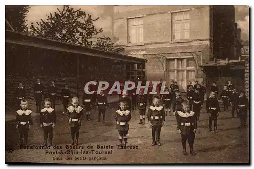 Belgique Cartes postales Pensionnat des soeurs de Sainte Therese Pont a Chin les Tournai Cour des petits garcons