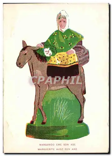 Cartes postales Fantaisie Femme Marguerite avec son ane (donkey)