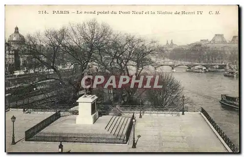 Paris Ansichtskarte AK Le rond point du Pont neuf et la statue de Henri IV