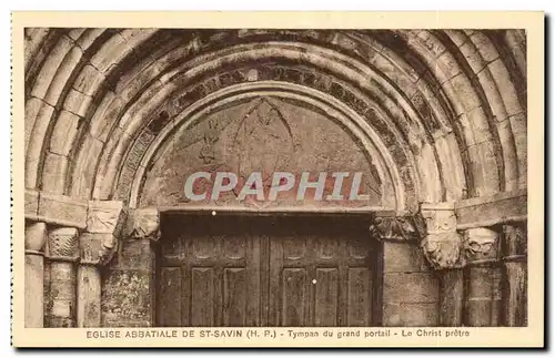 St Savin Ansichtskarte AK L&#39eglise abbatiale Tympan du grand portail Le christ pretre