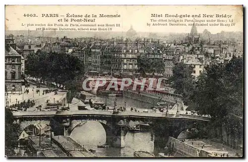 Paris Cartes postales Ecluse de la monnaie et le pont neuf