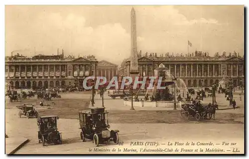 Paris Ansichtskarte AK Place de la Concorde Vue sur le Ministere de la Marine l&#39automobile Club de France et l