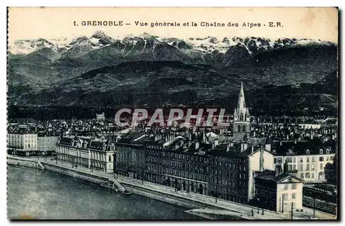 Grenoble Cartes postales Vue generale et la chaine des Alpes