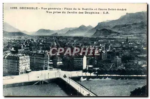 Grenoble Ansichtskarte AK Vue generale Place de la Batille et cours Saint Andre Vue prise du jardin des DAuphins