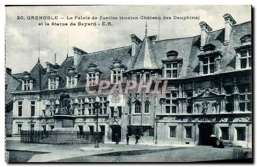 Grenoble Cartes postales Le palais de justice (ancien chateau des Dauphins) et la statue de Bayard